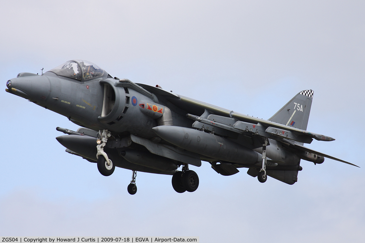 ZG504, British Aerospace Harrier GR.9A C/N P75, At RIAT 2009. Coded 75A.