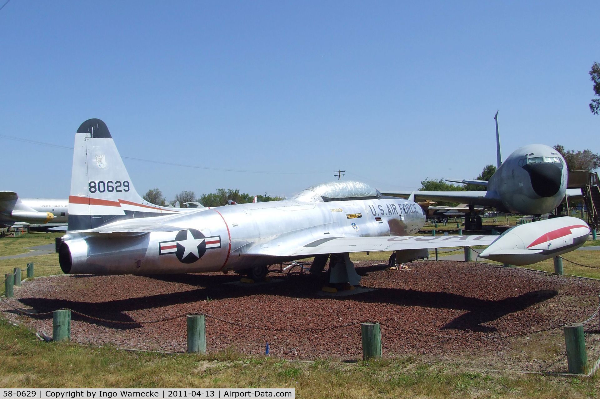 58-0629, 1958 Lockheed T-33A Shooting Star C/N 580-1598, Lockheed T-33A at the Castle Air Museum, Atwater CA