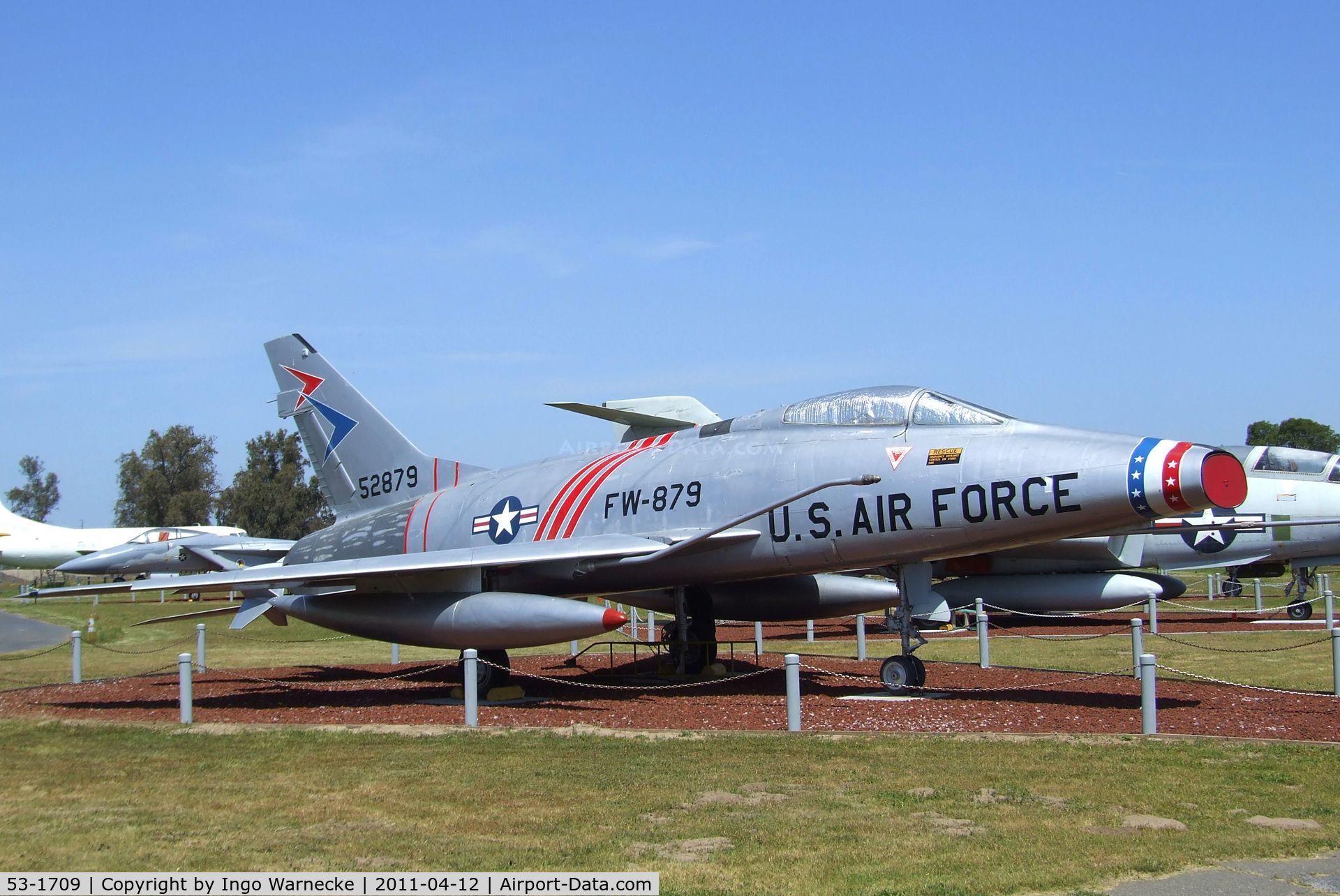 53-1709, North American F-100C C/N 214-1, North American F-100C Super Sabre (displayed as F-100D 55-2879) at the Castle Air Museum, Atwater CA