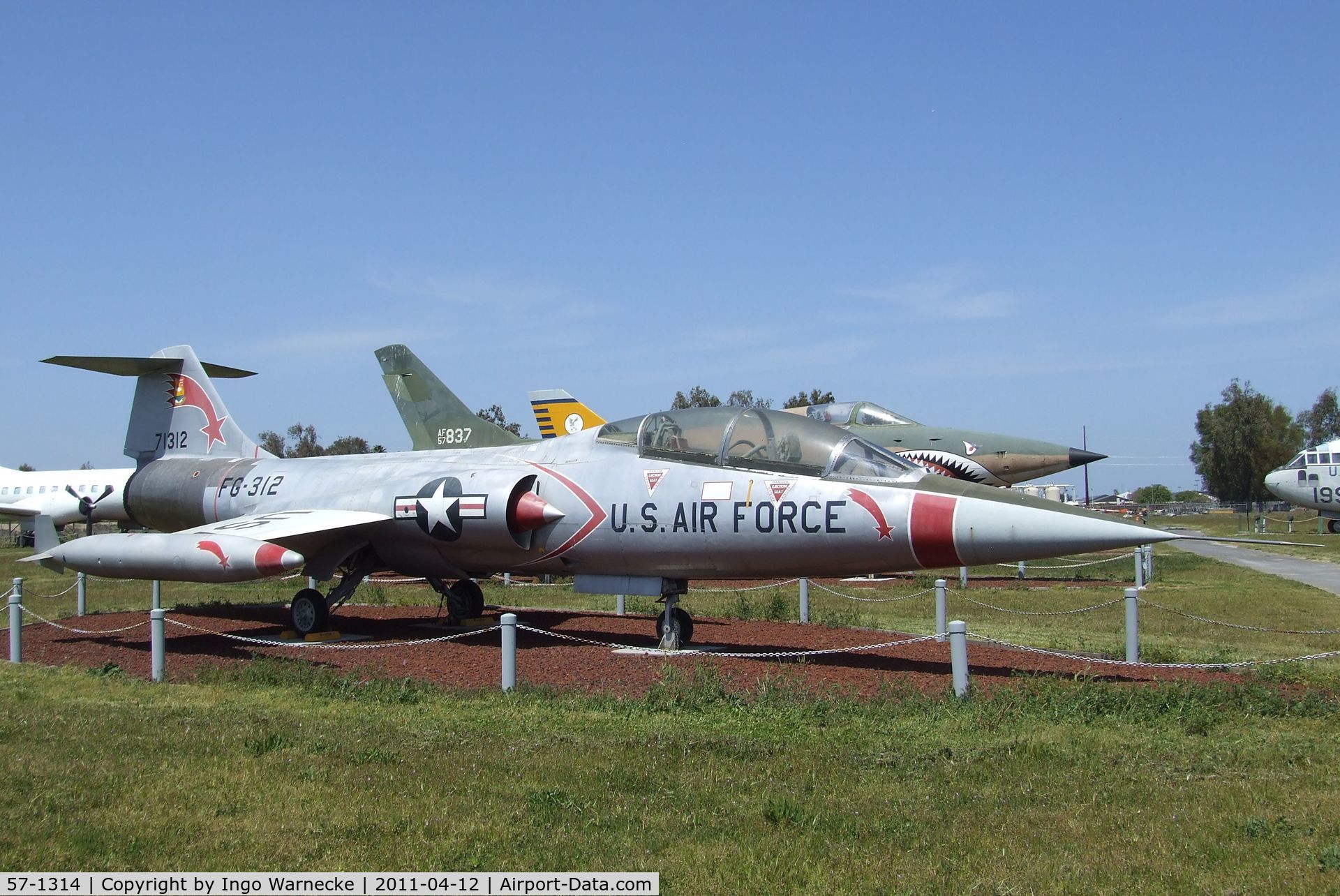 57-1314, 1957 Lockheed F-104D Starfighter C/N 483-5026, Lockheed F-104D Starfighter at the Castle Air Museum, Atwater CA