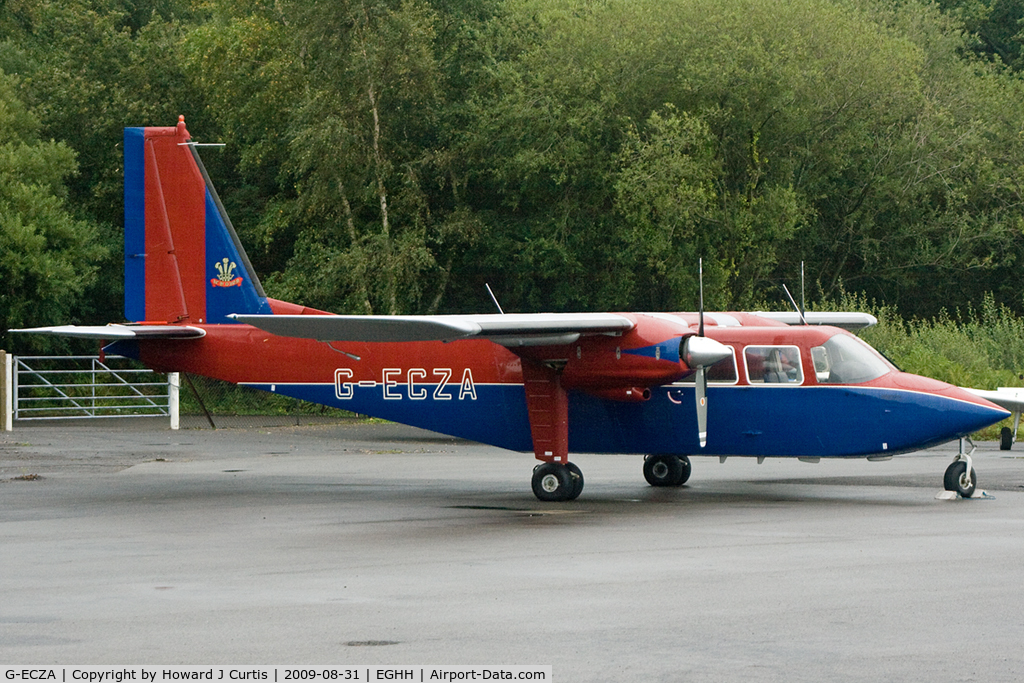 G-ECZA, 1976 Britten-Norman BN-2A-21 Islander C/N 498, Privately owned. Wearing a colour scheme similar to that worn by 1930s Royal Flight aircraft.