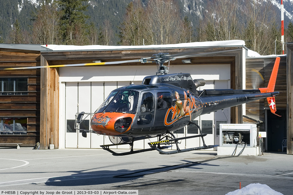 F-HESB, Eurocopter AS-350B-3 Ecureuil Ecureuil C/N 7259, departure from Chamonix heliport