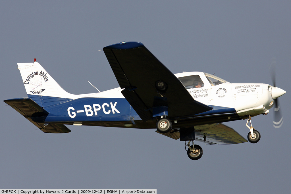 G-BPCK, 1980 Piper PA-28-161 Cherokee Warrior II C/N 28-8016279, Compton Abbas' flying billboard.