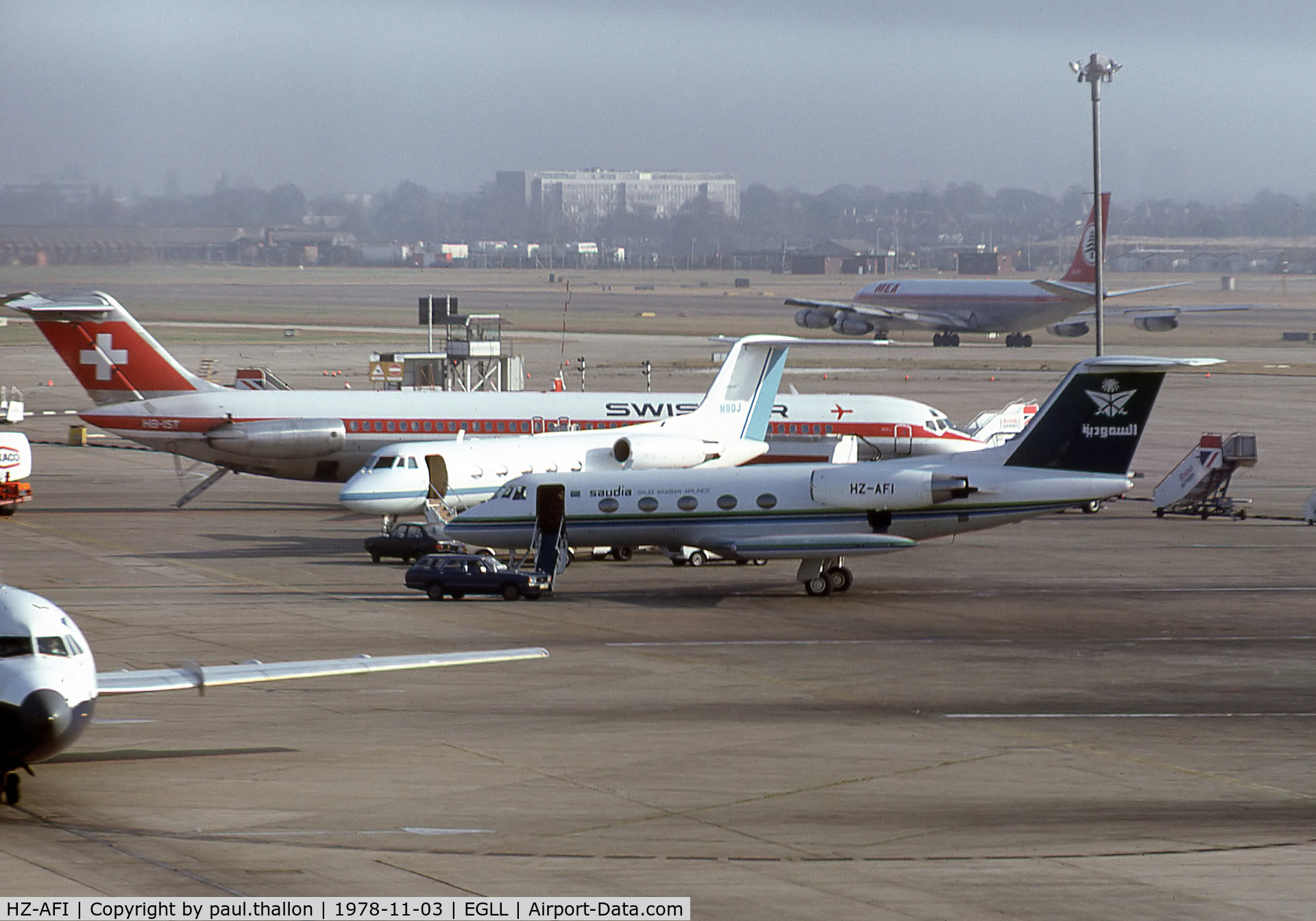 HZ-AFI, 1977 Grumman G-1159 Gulfstream II-TT C/N 201, HZ-AFI at LHR
