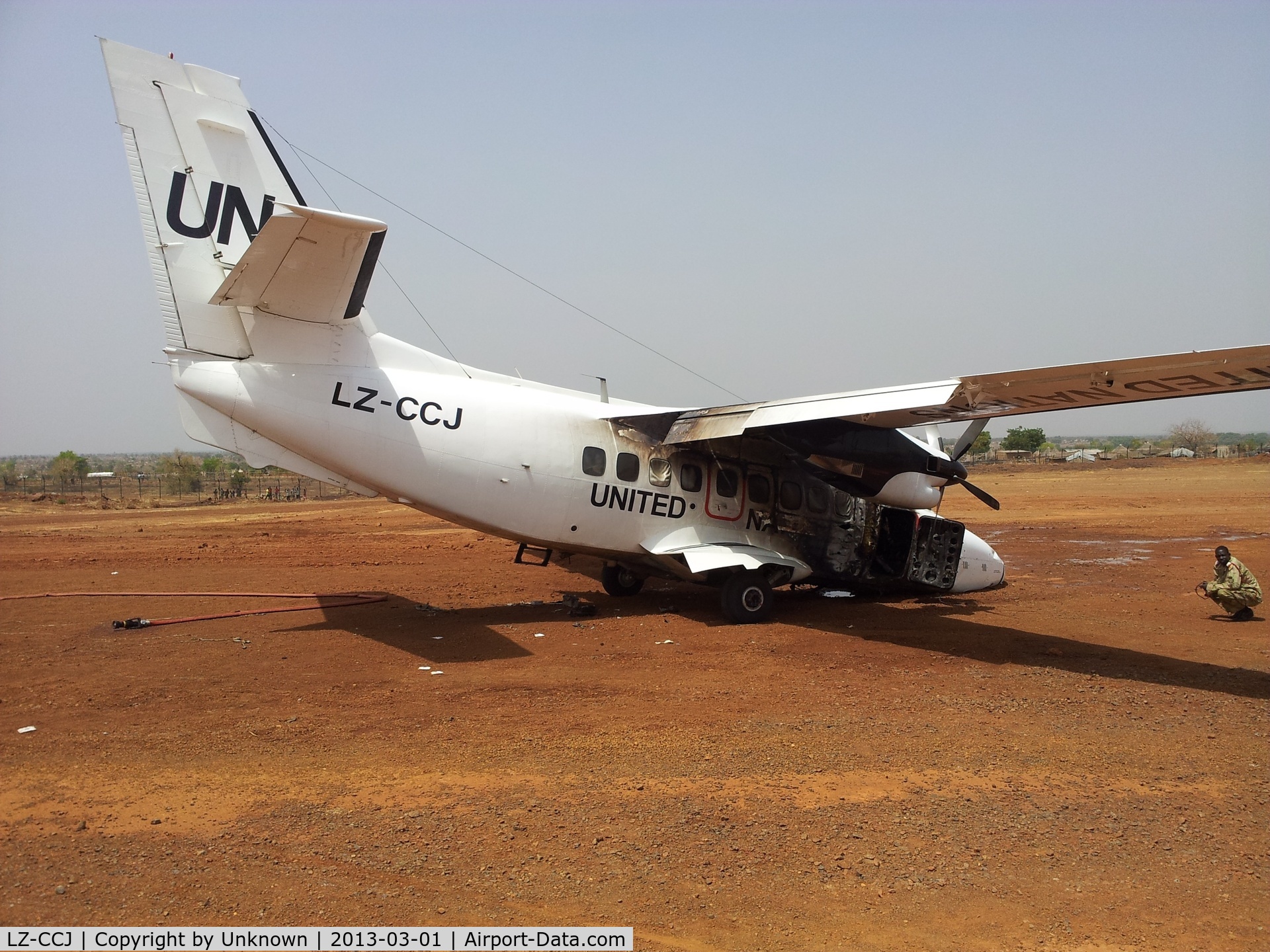 LZ-CCJ, 2002 Let L-410UVP-E9 Turbolet C/N 022634, After crash landing in Wau, South Sudan