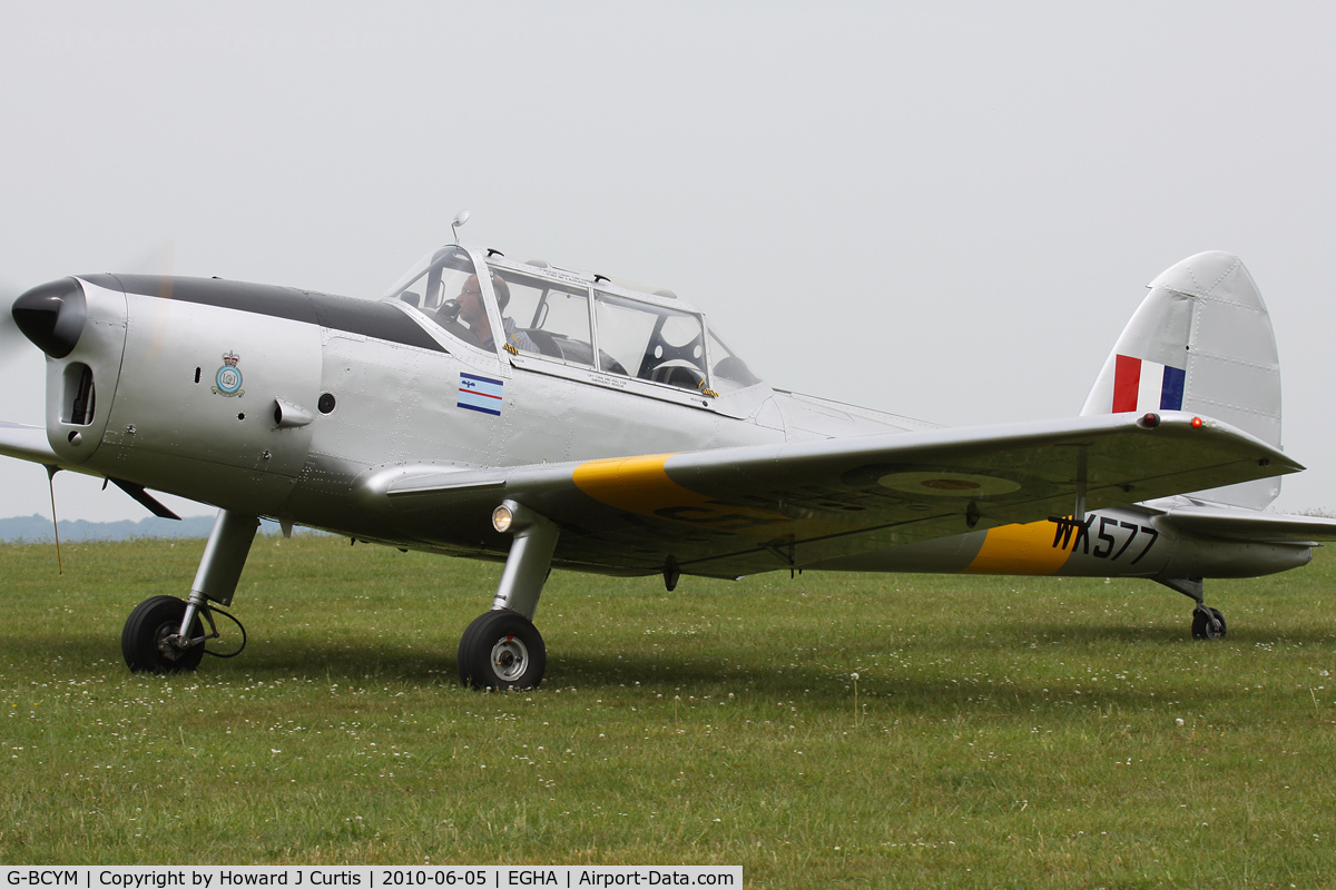 G-BCYM, 1950 De Havilland DHC-1 Chipmunk T.10 C/N C1/0598, Privately owned. Painted as WK577.