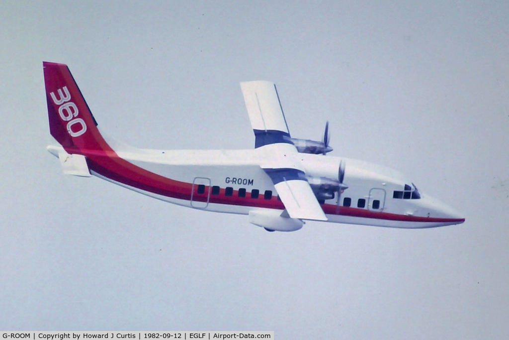 G-ROOM, 1981 Short SD3-60 (100) C/N SH.3600, At the Farnborough Air Show.