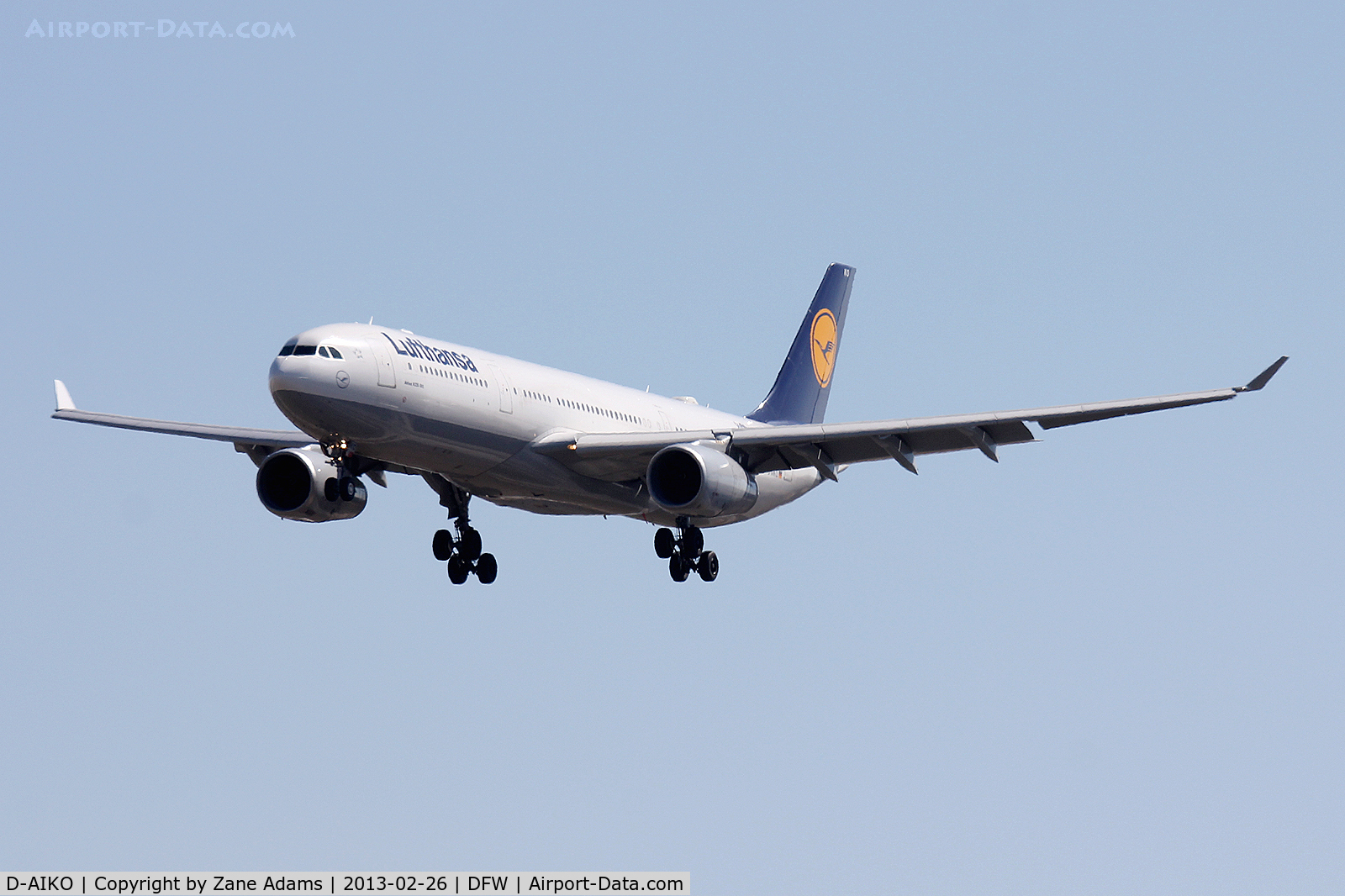 D-AIKO, 2009 Airbus A330-343X C/N 989, Landing at DFW Airport