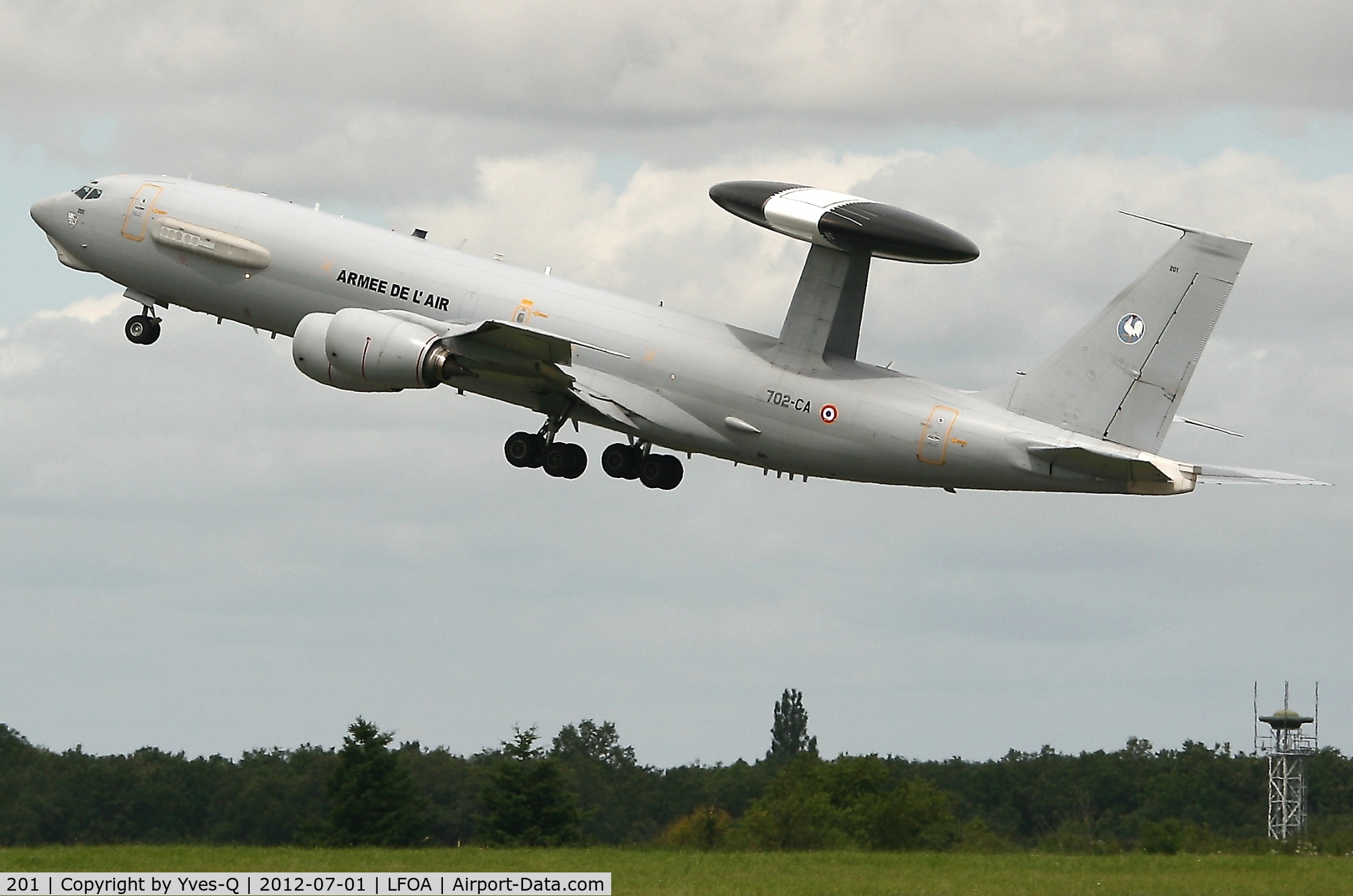 201, 1990 Boeing E-3F Sentry C/N 24115, French Air Force Boing E-3F SDCA, Take off rwy 24, Avord Air Base 702 (LFOA)