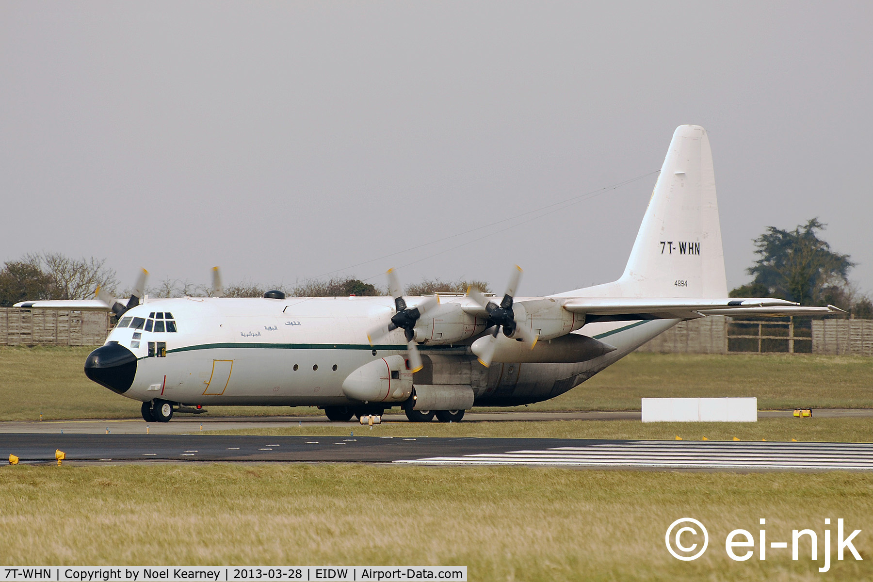 7T-WHN, 1981 Lockheed C-130H Hercules C/N 382-4894, Awaiting departure off Rwy 10 at Dublin.