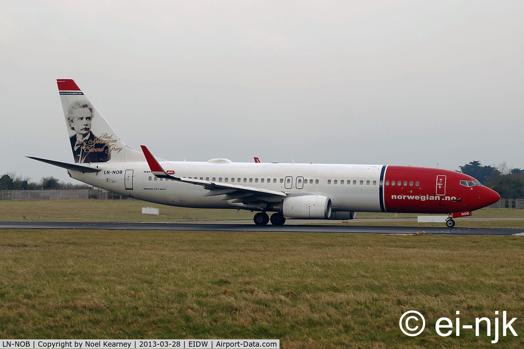 LN-NOB, 2008 Boeing 737-8FZ C/N 34954, Awaiting departure off Rwy 10 at Dublin.