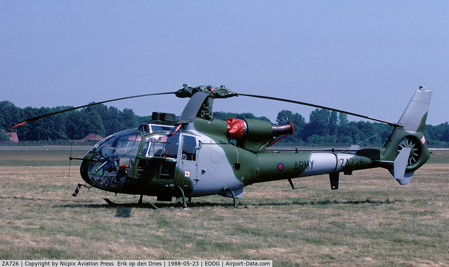 ZA726, 1979 Westland SA-341B Gazelle AH1 C/N WA1795, British Army Gazelle ZA726 was also present in the static of FMO