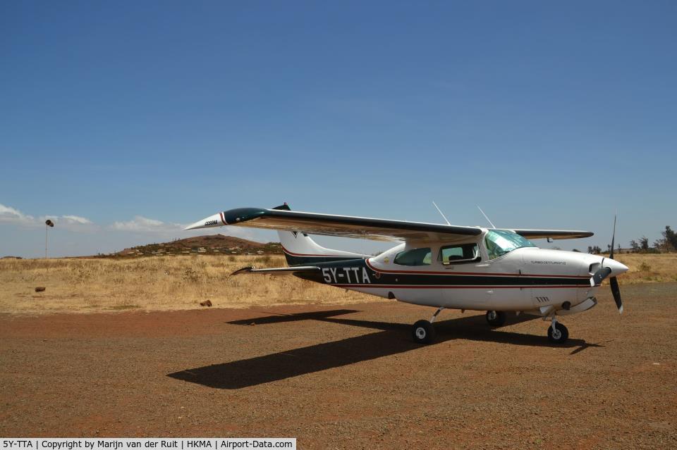 5Y-TTA, 1980 Cessna T210N Turbo Centurion C/N T21064017, This aircraft was bought from the UK and ferried from the UK to Kenya, routing Seething - Groningen - Seppe - Corfu - Rhodos - Luxor - Khartoum - Lokichoggio - Nairobi Wilson. Long range fuel tanks allow 1000 miles with reserves.