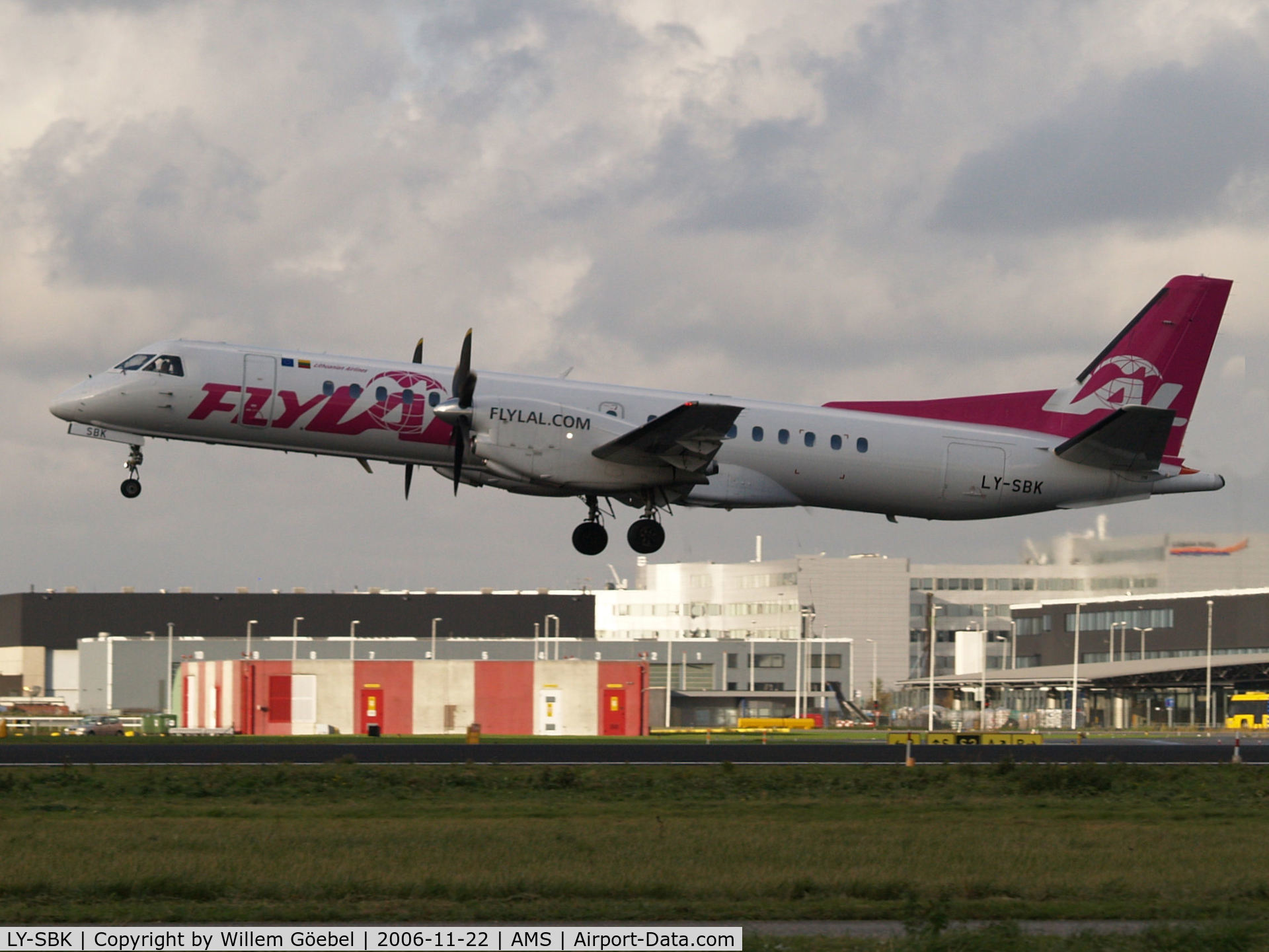 LY-SBK, 1996 Saab 2000 C/N 2000-035, Take off from runway 24 of Schiphol Airport