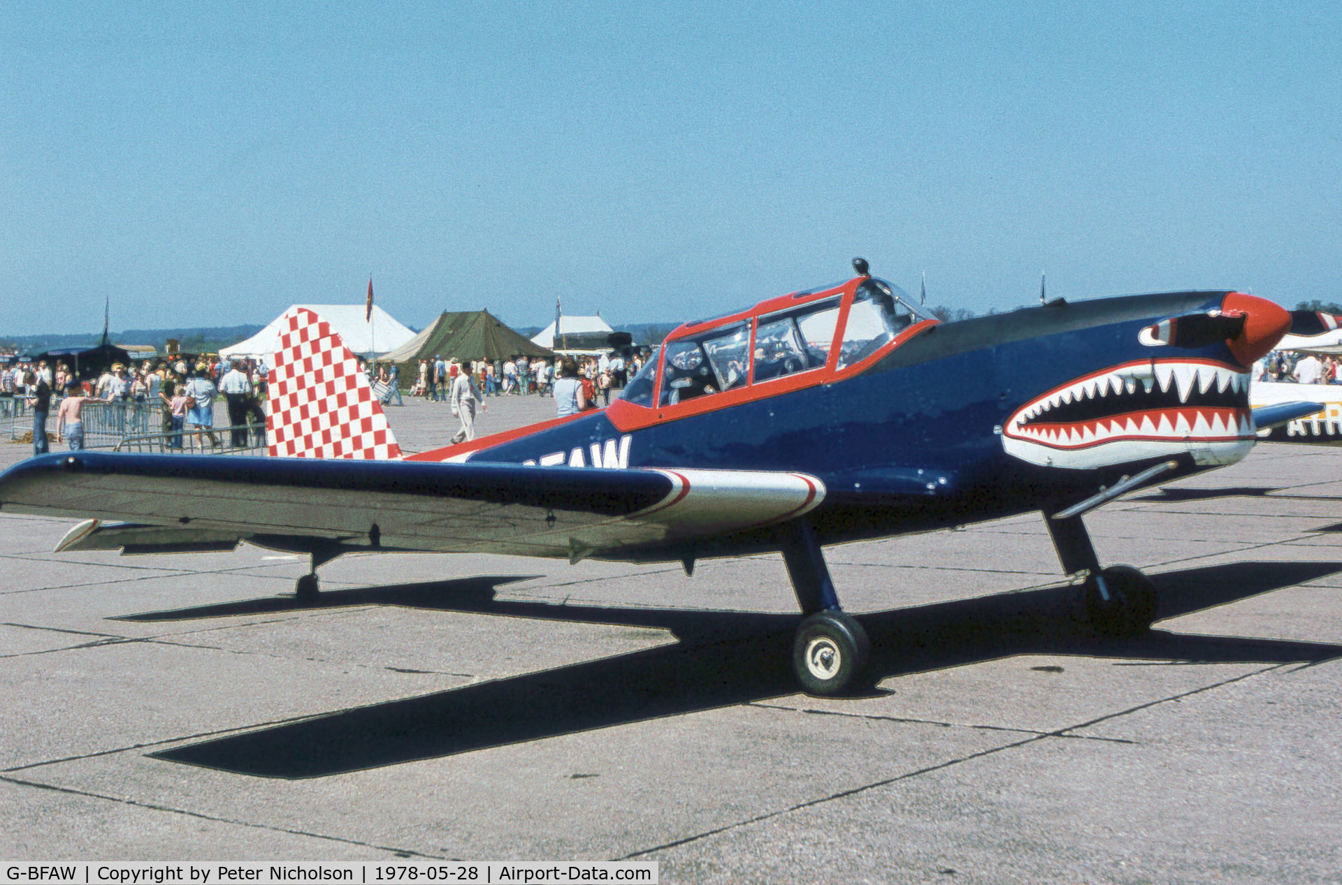 G-BFAW, 1952 De Havilland DHC-1 Chipmunk T.10 C/N C1/0733, This Chipmunk 22 attended the 1978 Bassingbourn Airshow.