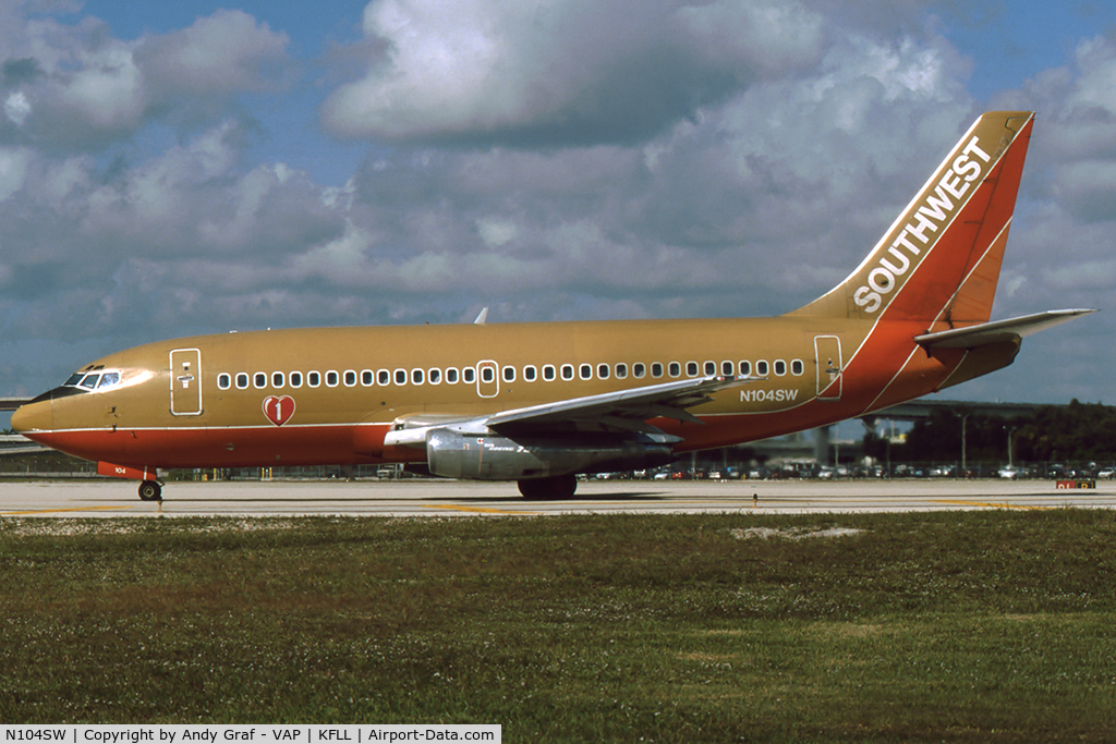 N104SW, 1984 Boeing 737-2H4 C/N 23110, Southwest 737-200