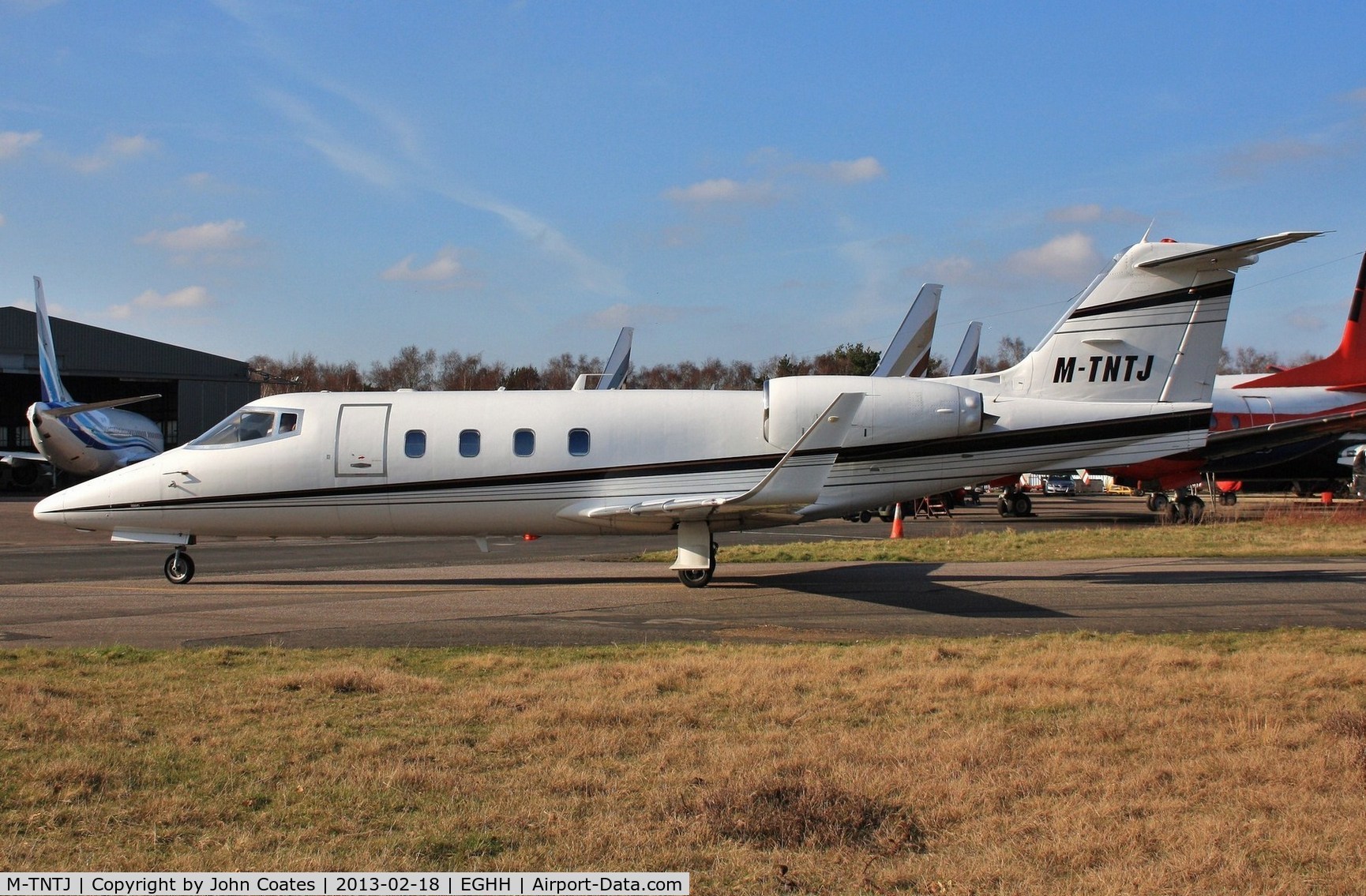 M-TNTJ, 1983 Learjet 55 C/N 55-087, Crew ferry arriving at European