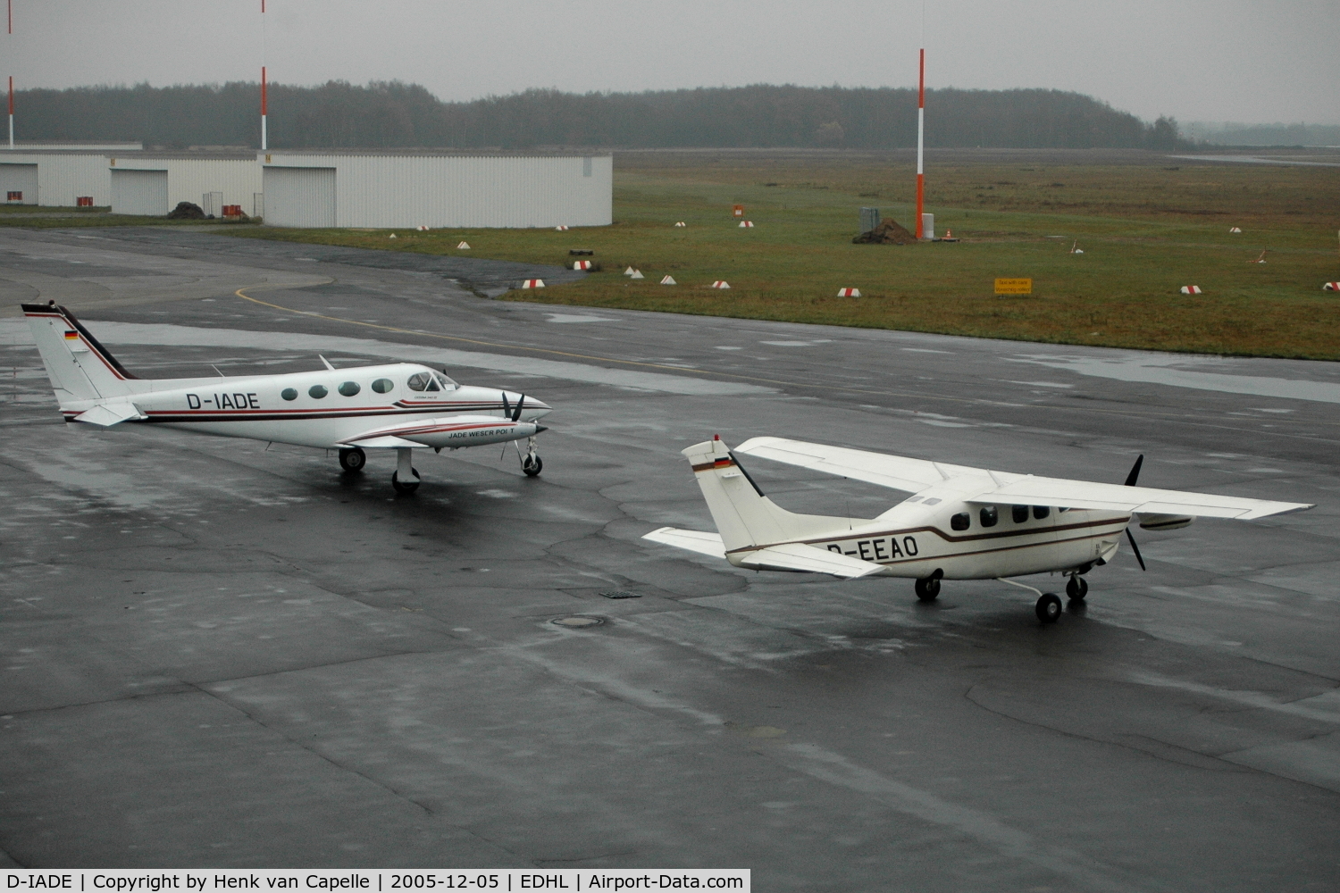 D-IADE, 1979 Cessna 340A C/N 340A-0607, Cessna 340A and a Cessna P210R Centurion parked at  Lübeck Blankensee airport, Germany.