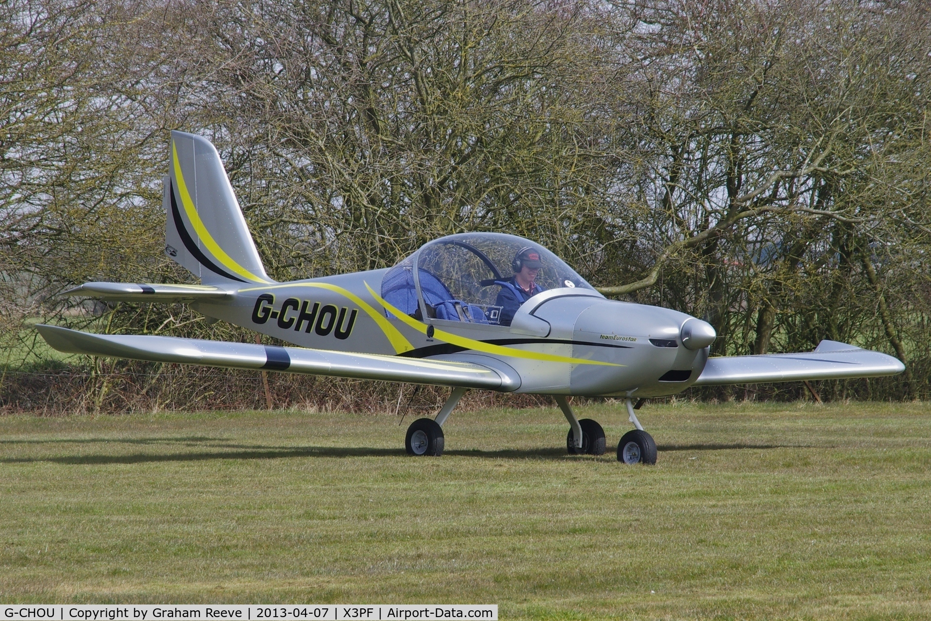 G-CHOU, 2012 Cosmik EV-97 TeamEurostar UK C/N 4102, About to depart from Priory Farm.