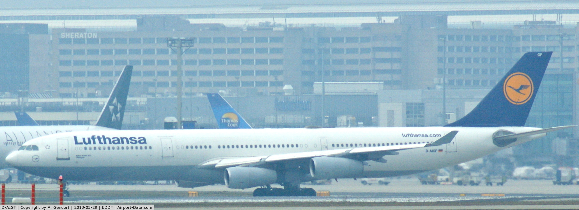 D-AIGF, 1994 Airbus A340-311 C/N 035, Lufthansa, short before take off at Frankfurt Int´l (EDDF)