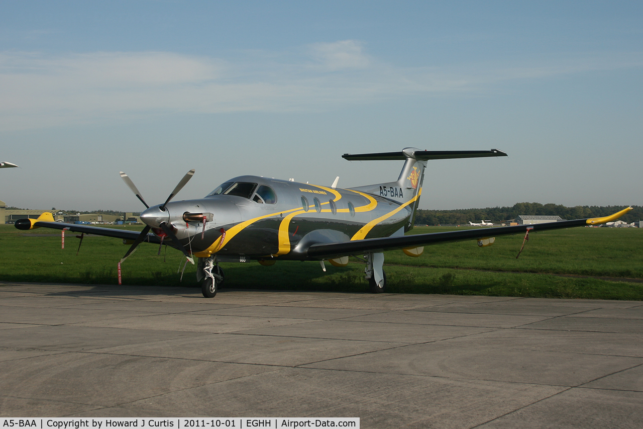 A5-BAA, 2008 Pilatus PC-12/47 C/N 885, A very exotic registration, ex G-DAKI. Became N312LM and then N631DB.