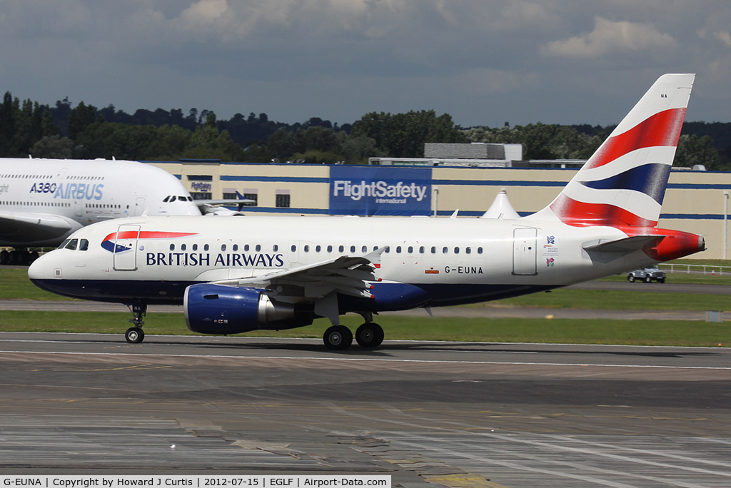 G-EUNA, 2009 Airbus A318-112 C/N 4007, At the Farnborough Air Show.