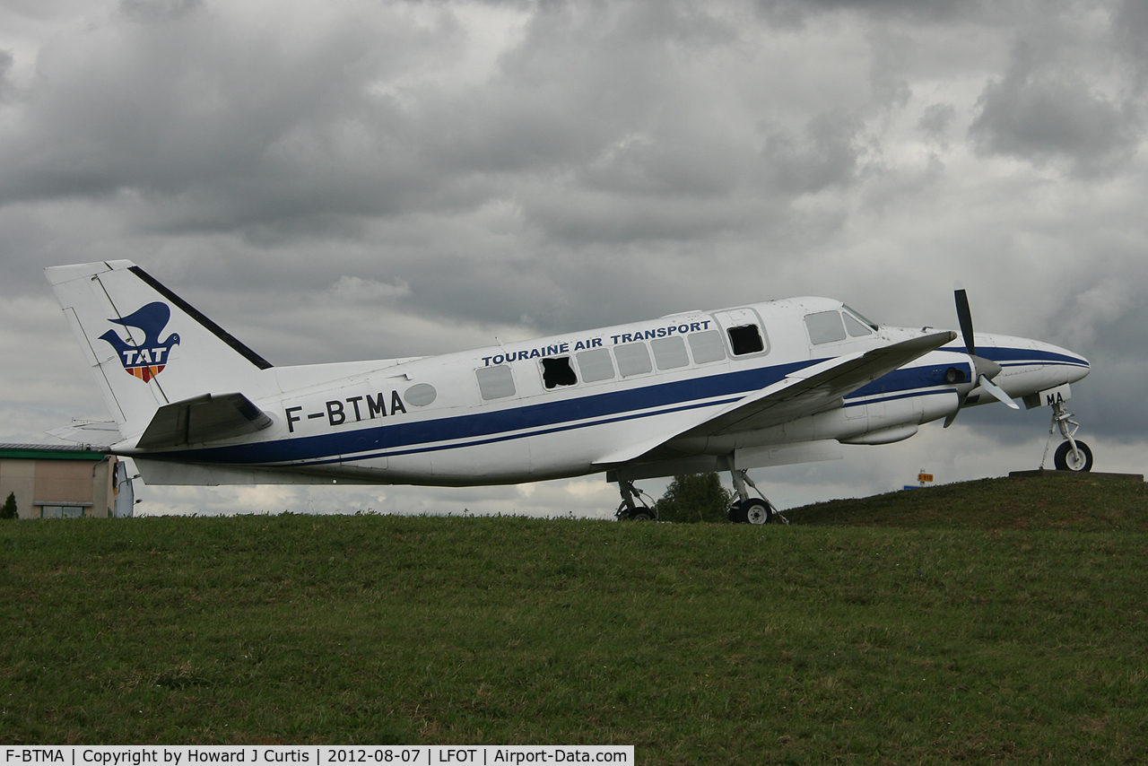 F-BTMA, 1969 Beech 99 Airliner C/N U-90, Touraine Air Transport. Preserved on a roundabout to the NW of the airport.