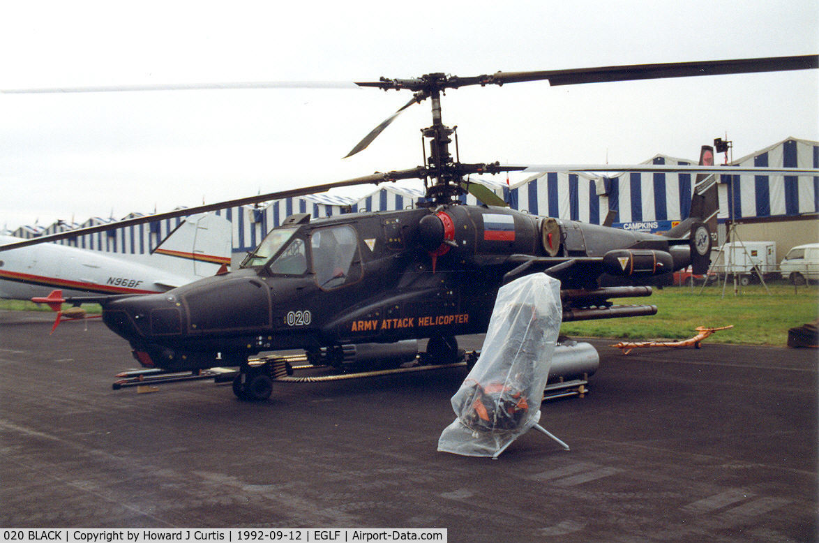 020 BLACK, Kamov Ka-50 Werewolf C/N 3535053201003, At the Farnborough Air Show.
