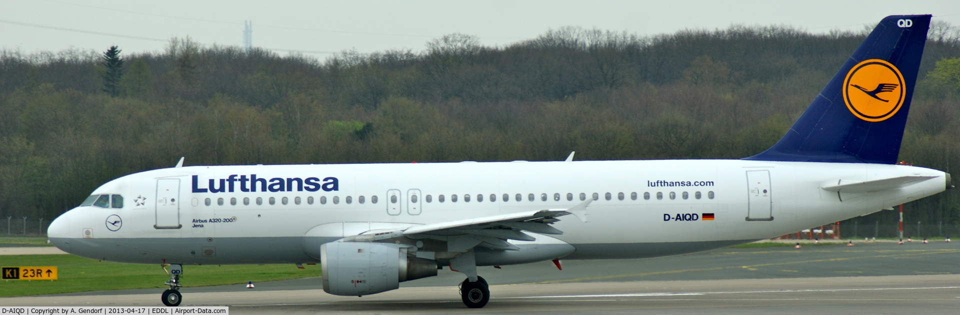 D-AIQD, 1991 Airbus A320-211 C/N 0202, Lufthansa, is lining up RWY23L at Düsseldorf Int´l (EDDL)