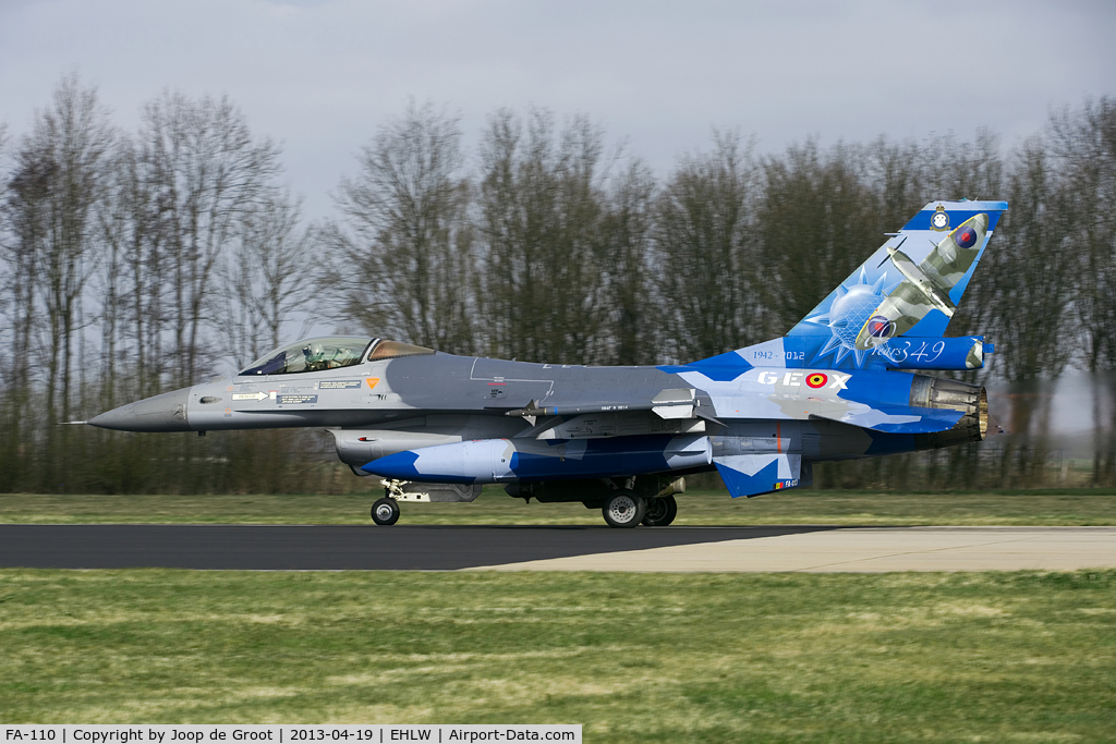 FA-110, SABCA F-16AM Fighting Falcon C/N 6H-110, 70 years 349 squadron special colors. Seen at Frisian Flag 2013.