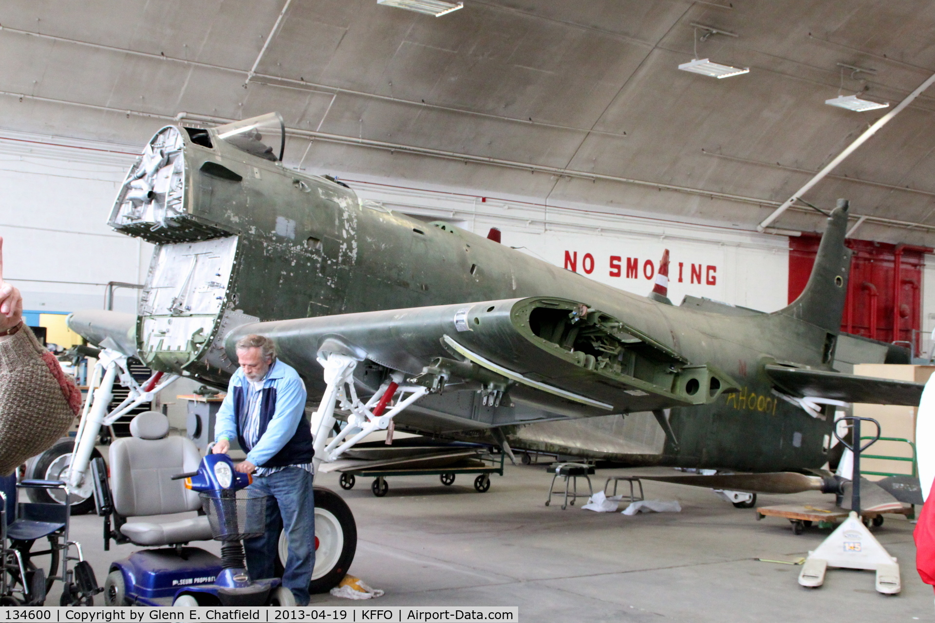134600, Douglas A-1H Skyraider C/N 9829, In the restoration hangar