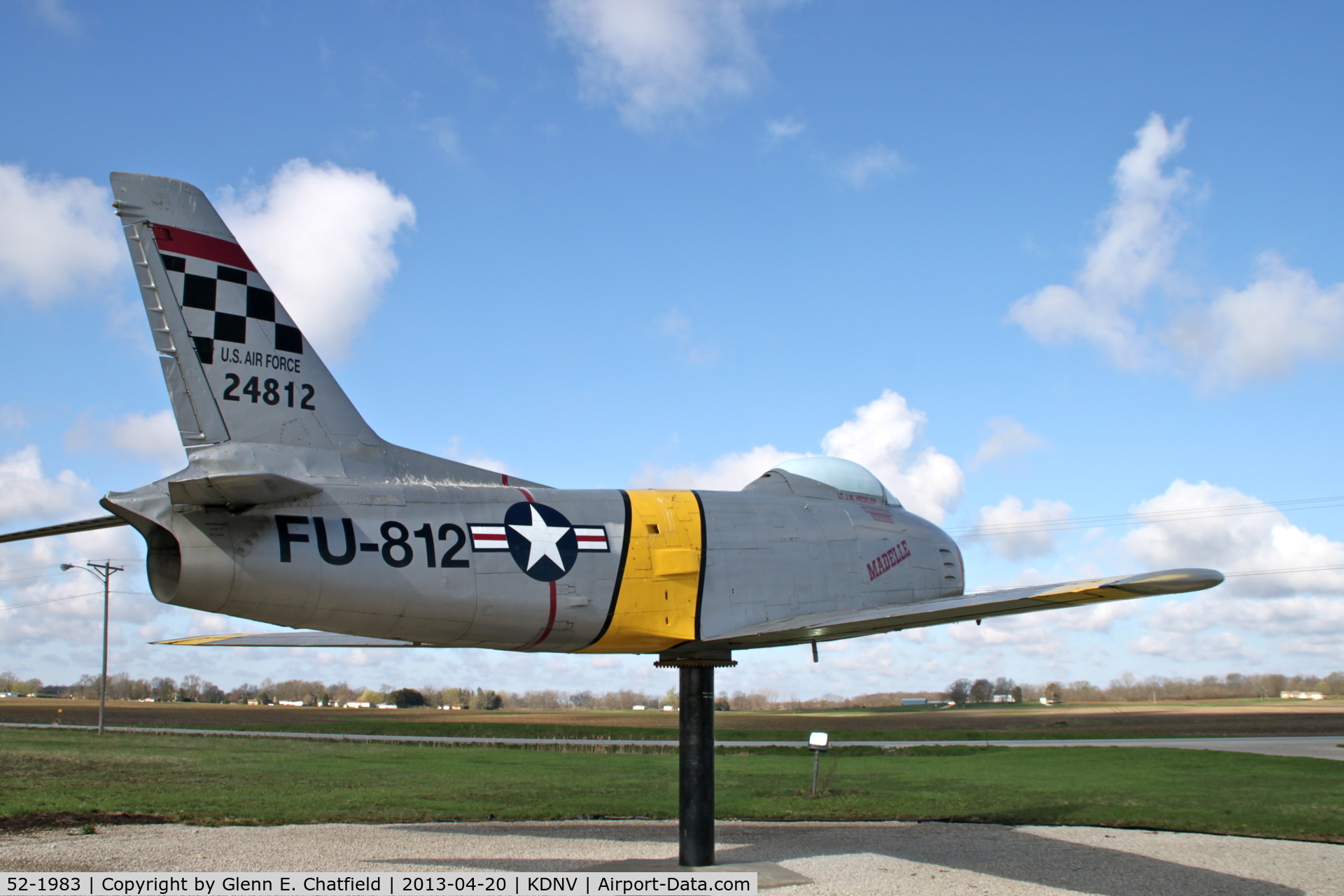 52-1983, 1952 North American F-86H Sabre C/N 187-9, In false marks.  Gate guardian