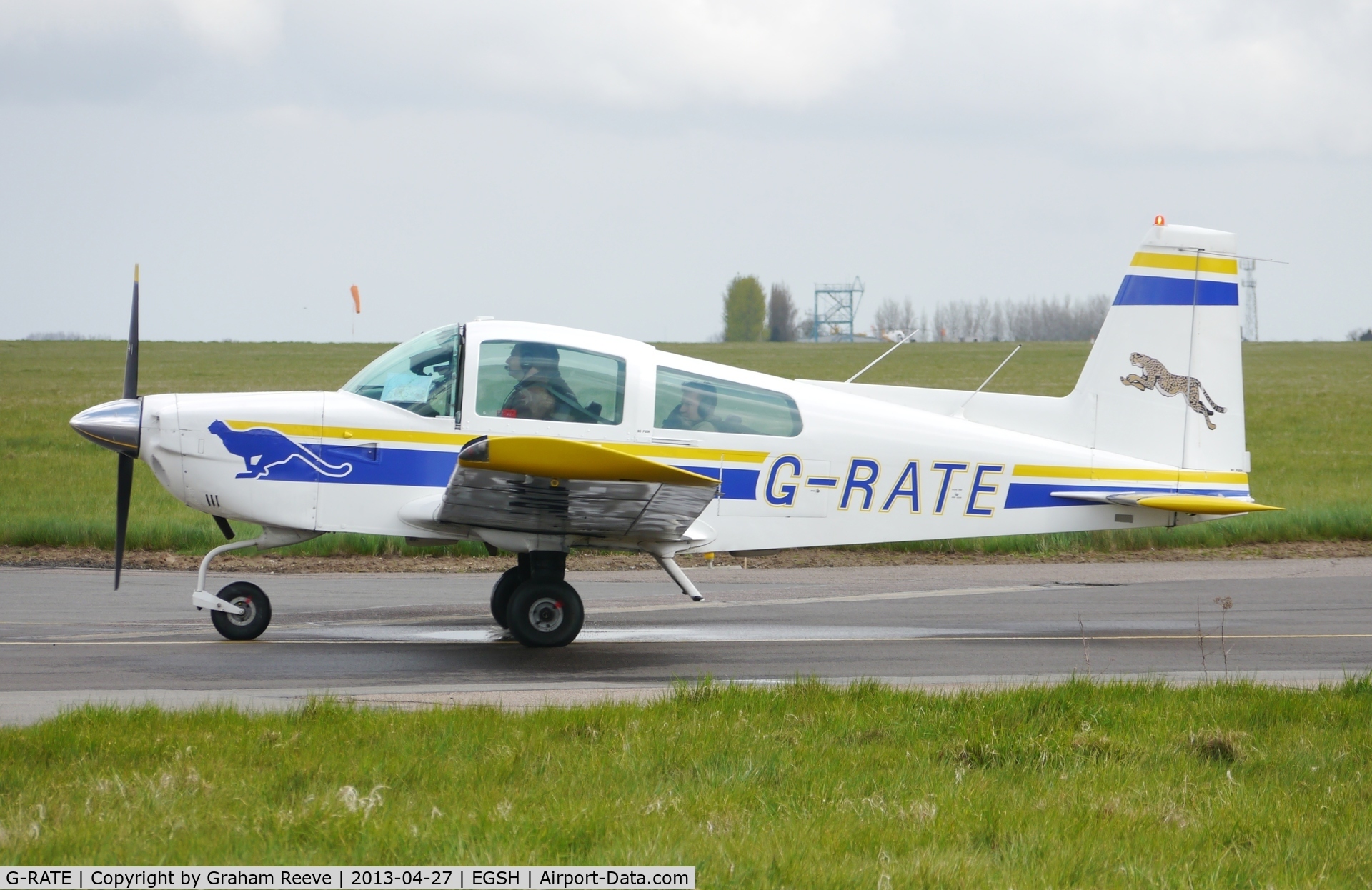 G-RATE, 1978 Grumman American AA-5A Cheetah C/N AA5A-0781, Just landed at Norwich.