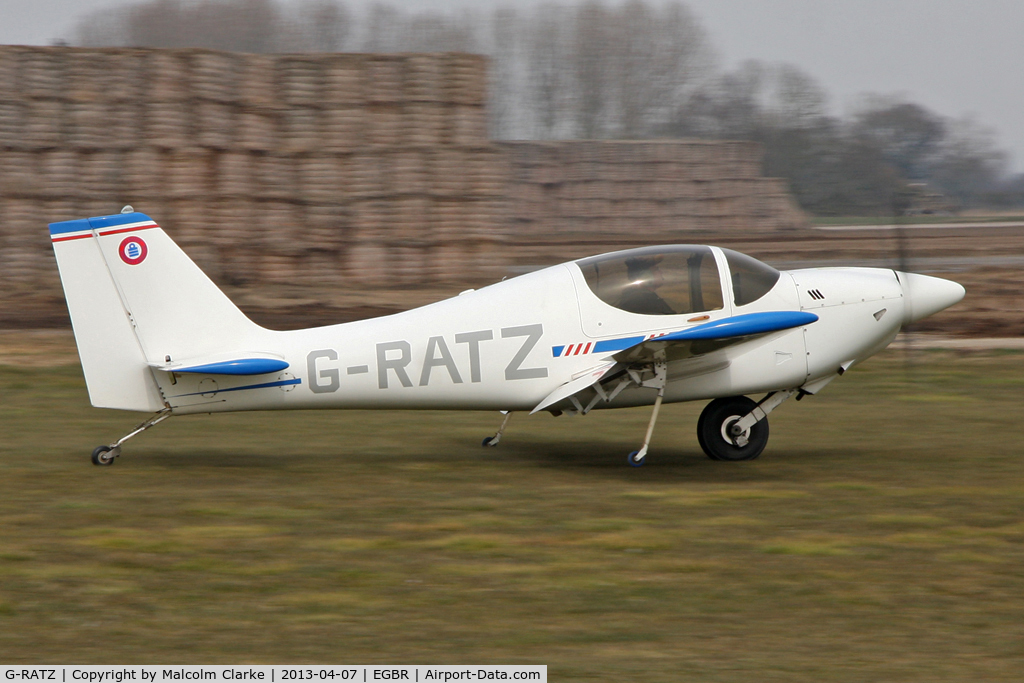 G-RATZ, 1997 Europa Monowheel C/N PFA 247-12582, Europa at The Real Aeroplane Club's Spring Fly-In, Breighton Airfield, April 2013.