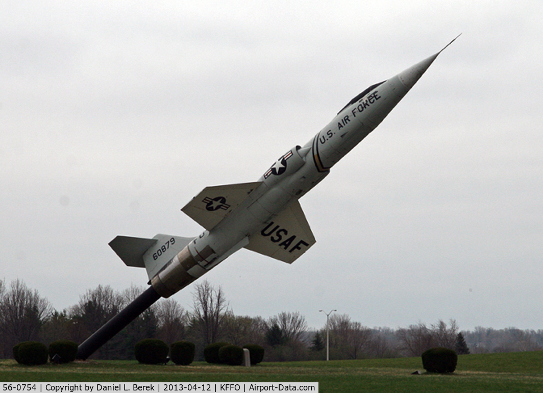 56-0754, 1956 Lockheed F-104A Starfighter C/N 183-1042, This F-104 is painted to represent 56-0879;the actual aircraft is on display in Karachi, Pakistan.  This airplane serves as a gate guardian at the National Museum of the Air Force, Wright Patterson AFB.