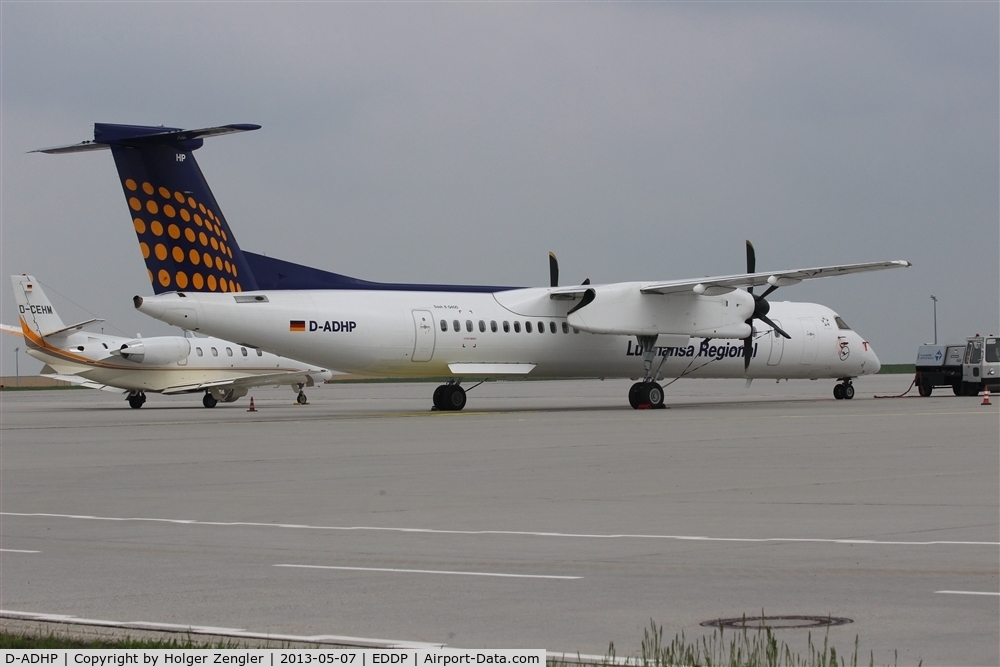D-ADHP, 1998 De Havilland Canada DHC-8-402 Dash 8 C/N 4003, Normally this aircraft is a MUC shuttle. Today this aircraft is a striker......
