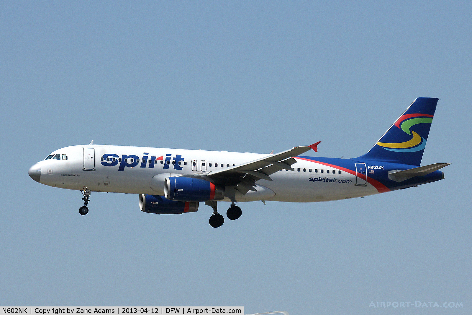 N602NK, 2010 Airbus A320-232 C/N 4264, Spirit Airlines landing at DFW Airport