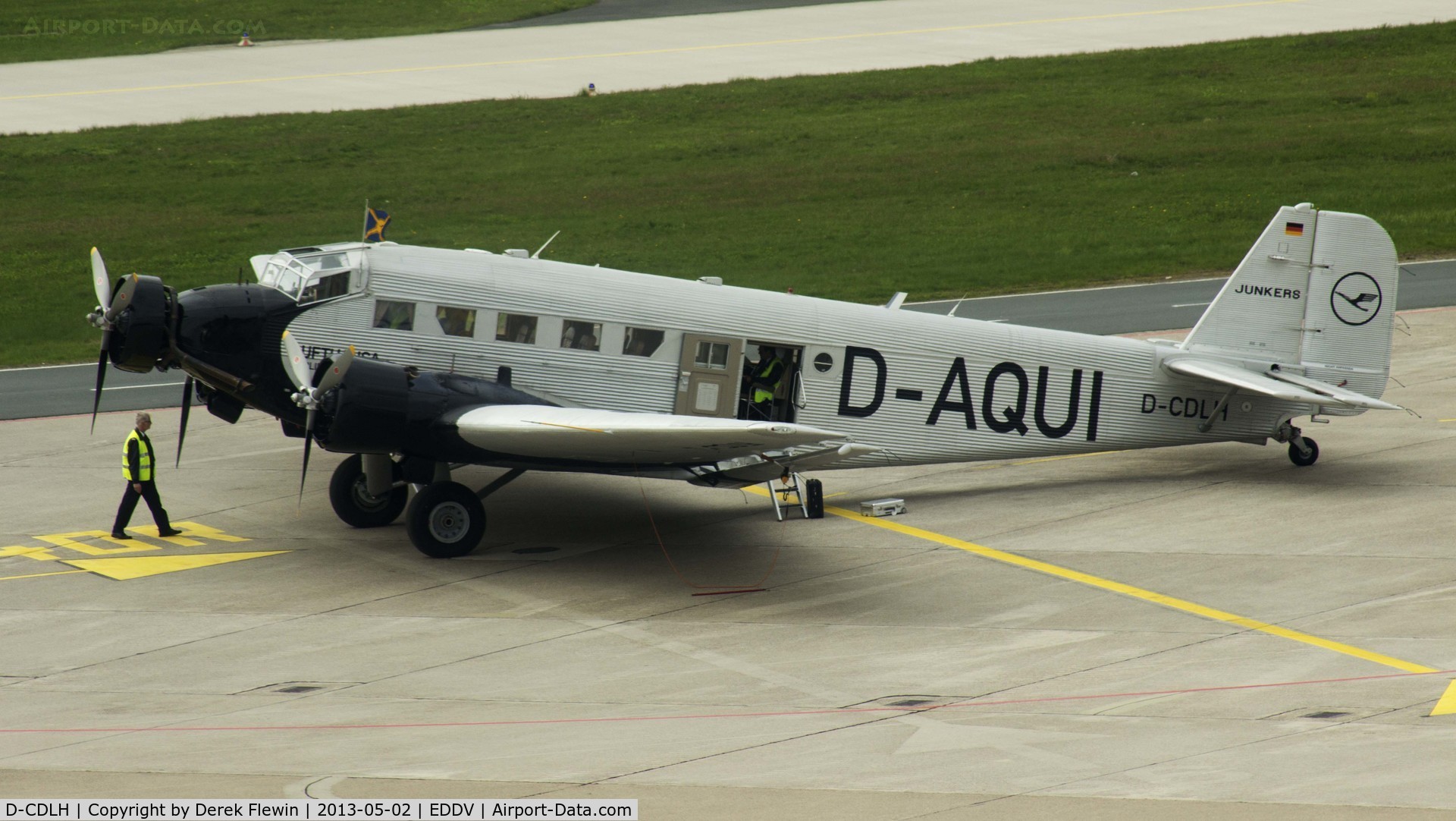 D-CDLH, 1936 Junkers Ju-52/3m C/N 130714, Oldest airworthy Ju, in historic Deutsche Luft Hansa colors as D-AQUI (the livery this plane wore in 1936), P&W-engines, now with 3-blades propellers, til 1984 known as Iron Annie N52JU