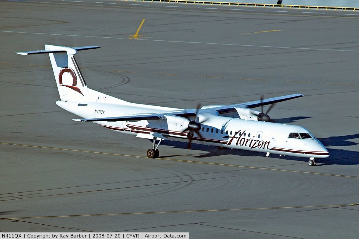 N411QX, 2001 Bombardier DHC-8-402 Dash 8 C/N 4055, N411QX   De Havilland Canada DHC-8Q-402 Dash 8 [4055] (Horizon Air) Vancouver~C 20/07/2008.
