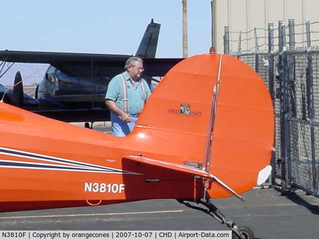 N3810F, 1977 Great Lakes 2T-1A-2 Sport Trainer C/N 0778, This is a photo of the tail of N3810F at Chandler Airport in Chandler Arizona CHD.