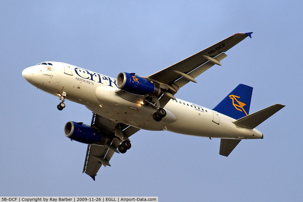 5B-DCF, 2006 Airbus A319-132 C/N 2718, 5B-DCF   Airbus A319-132 [2718] Cyprus Airways Home~G 26/11/2009