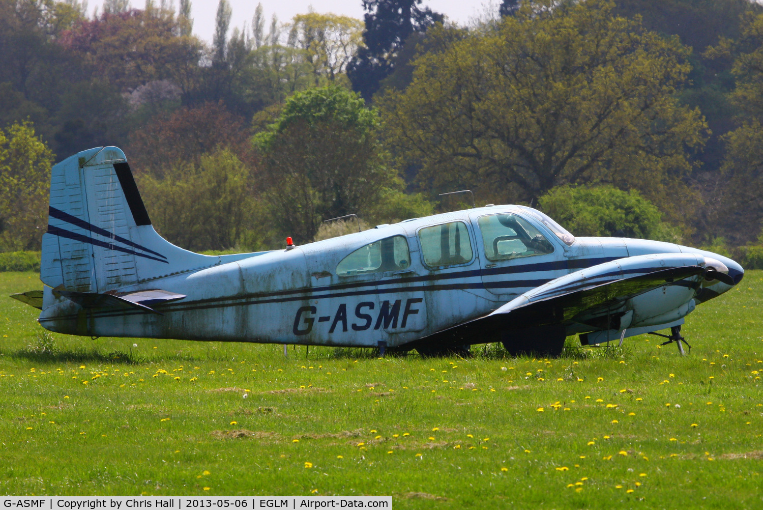 G-ASMF, 1964 Beech D95A Travel Air C/N TD-565, looking abandoned at White Waltham