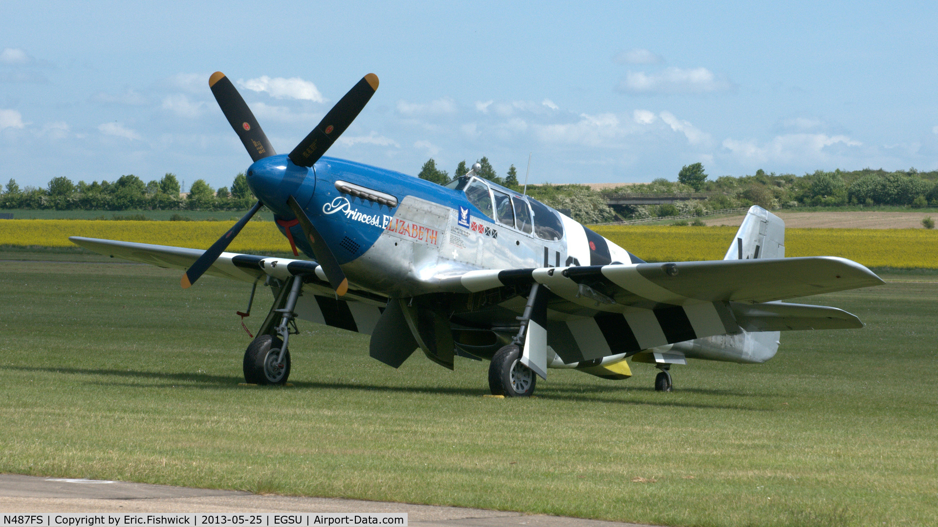 N487FS, 1943 North American P-51C Mustang C/N 103-26778, 3. 'Princess Elizabeth' at the IWM Spring Airshow, May 2013. (One of the Stars remembering the Mighty Eighth.)