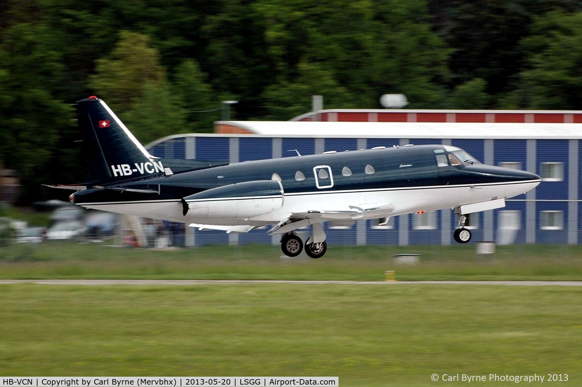 HB-VCN, 1980 Rockwell International NA-265-65 Sabreliner 65 C/N 465-32, Taken from the park at the 05 threshold.