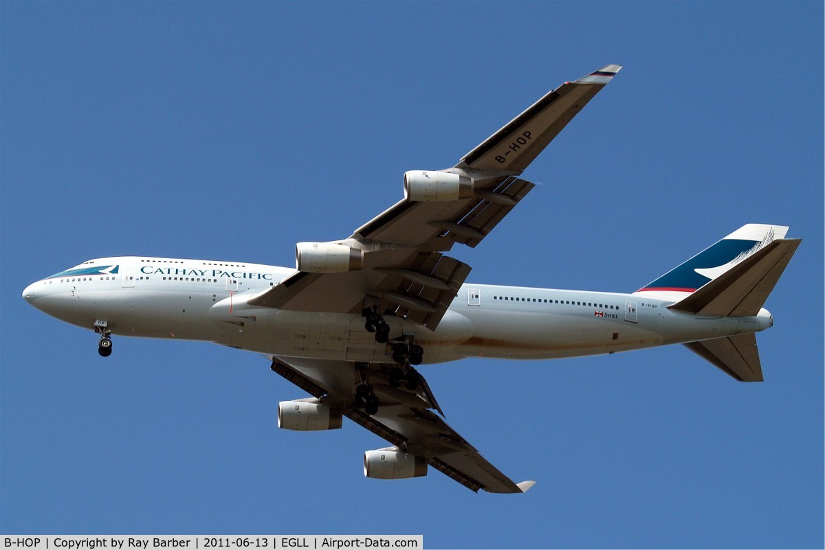 B-HOP, 1989 Boeing 747-467 C/N 23815, Boeing 747-467 [23815] (Cathay Pacific Airways) Home~G 13/06/2011