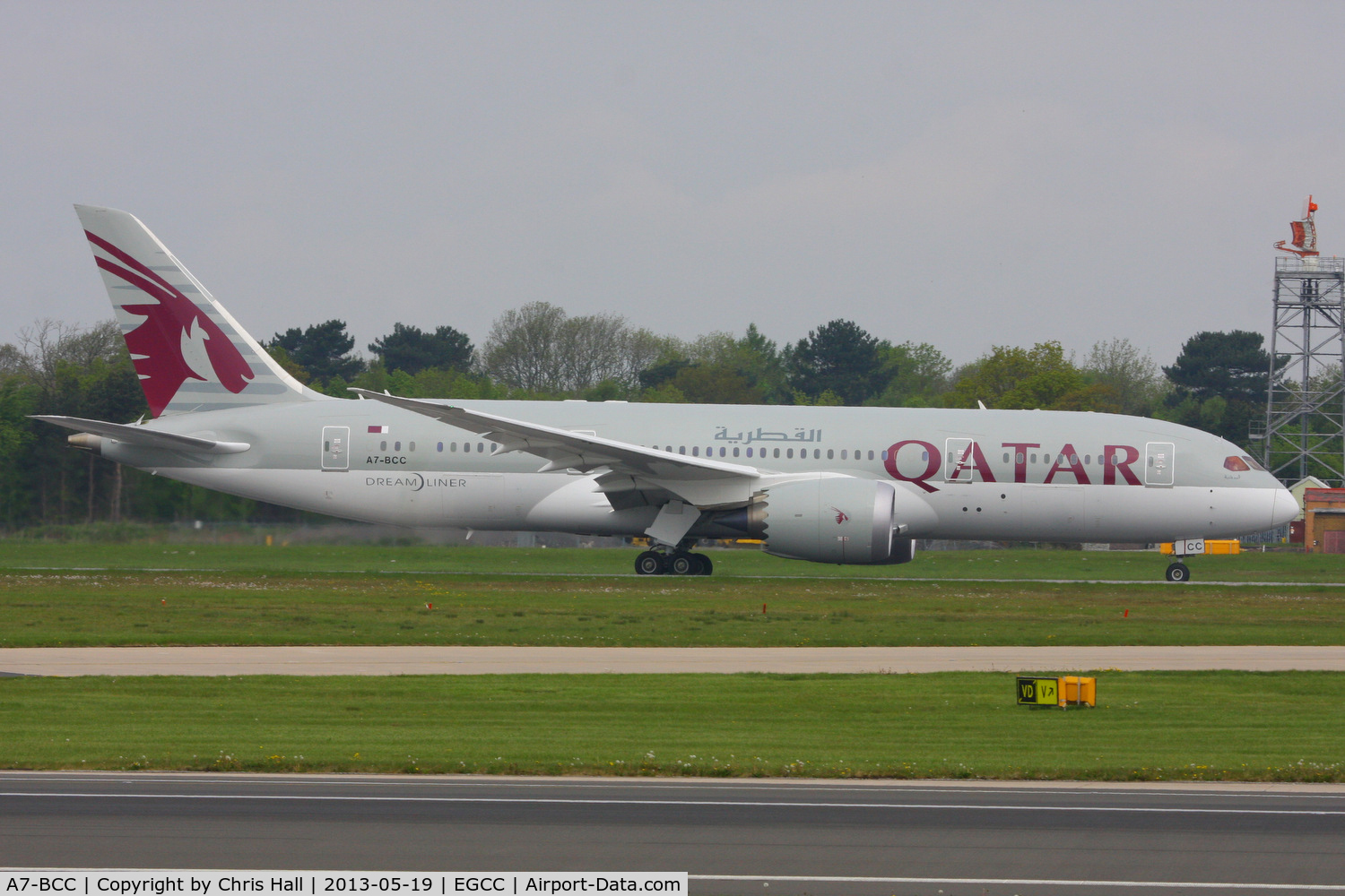 A7-BCC, 2012 Boeing 787-8 Dreamliner C/N 38321, Qatar Airways B787 making the 1st commercial flight of the type into Manchester Airport