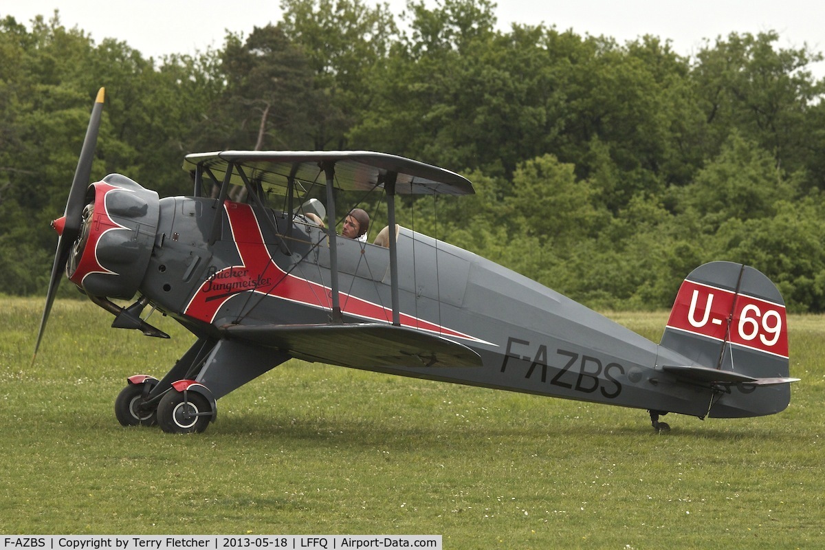 F-AZBS, 1938 Bucker Bu-133C Jungmeister C/N 16, At 2013 Airshow at La Ferte Alais , Paris, France