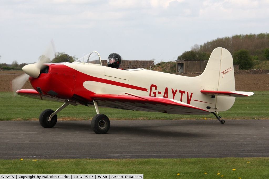 G-AYTV, 1971 Jurca MJ-2D Tempete C/N PFA 2002, Jurca Tempete at The Real Aeroplane Club's May-hem Fly-In, Breighton Airfield, May 2013.