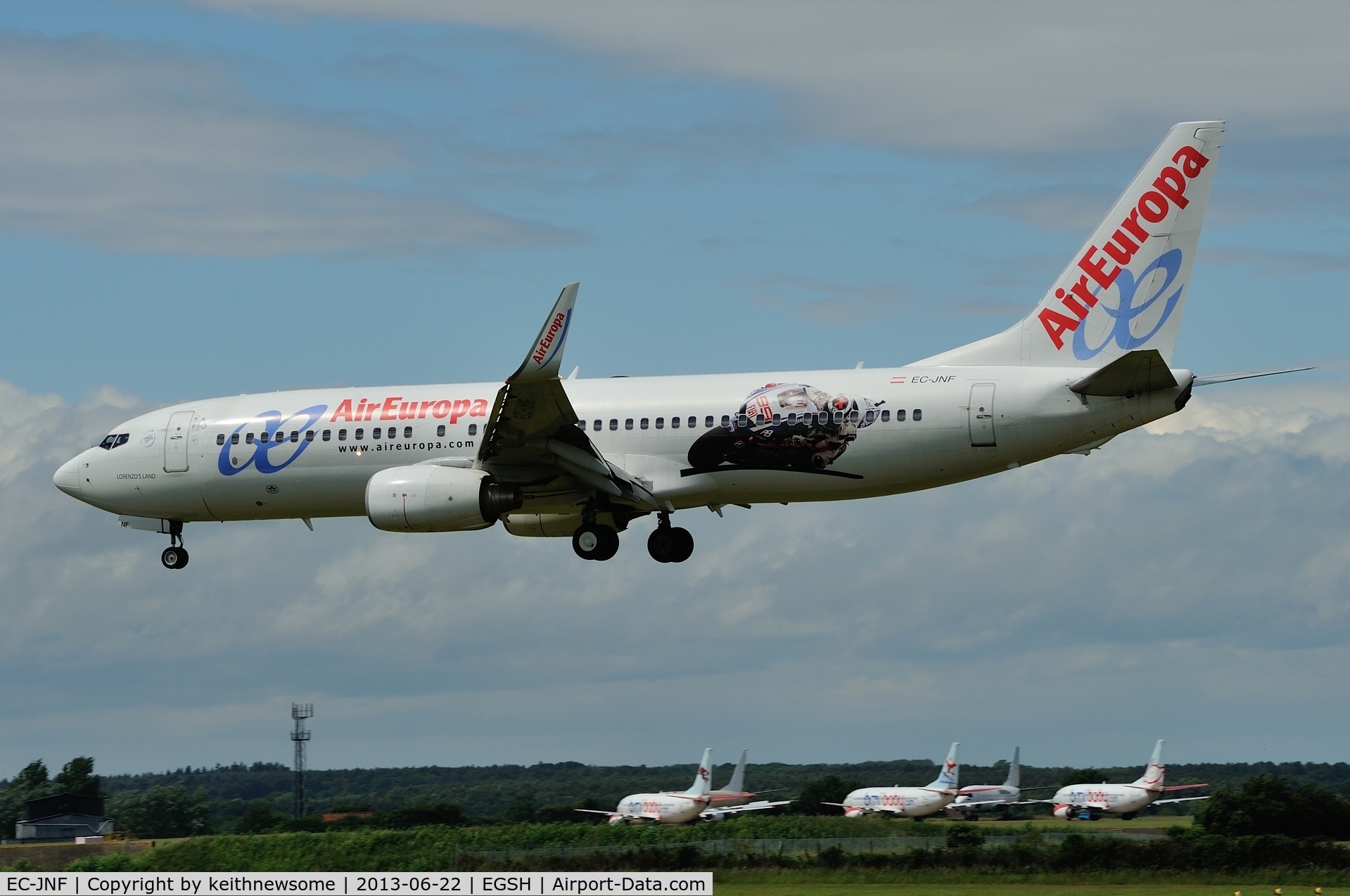 EC-JNF, 2006 Boeing 737-85P C/N 33977, With Jorge Lorenzo logo.