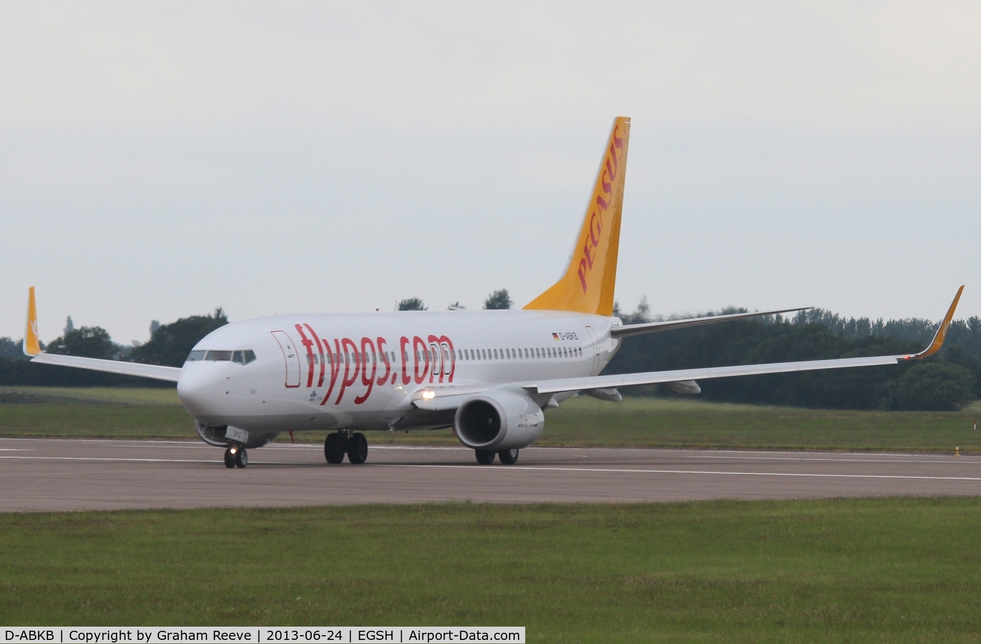 D-ABKB, 2008 Boeing 737-86J C/N 37740, Fresh out of the paint shop and in the colours of Pegasus.